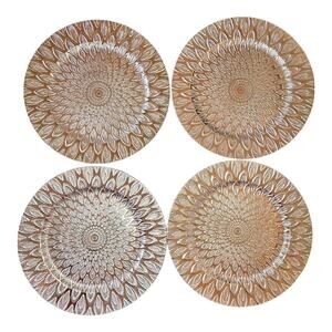 NEW Rose Gold Embossed Peacock Design Charger Plates 13" Diameter (Set of 4)
